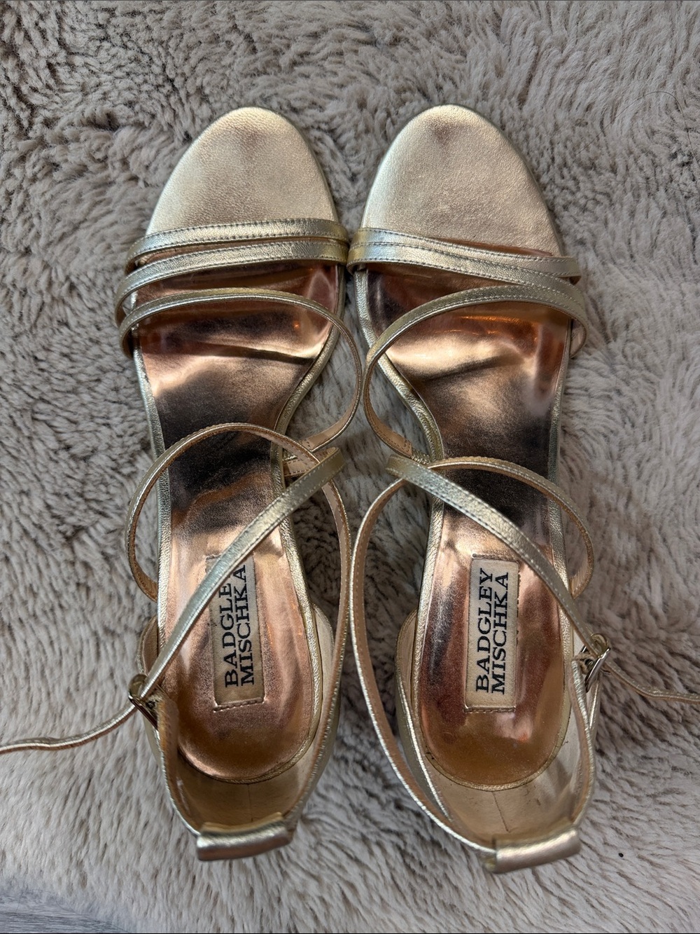 Badgley Mischka Metallic Gold Strappy Heels
